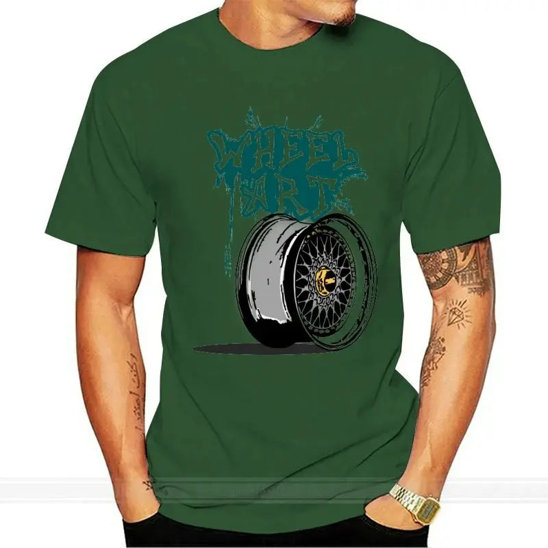 Army Green Wheel Art Shirt Front