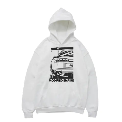White/Black Modified Empire Toyota Supra Hoodie Front