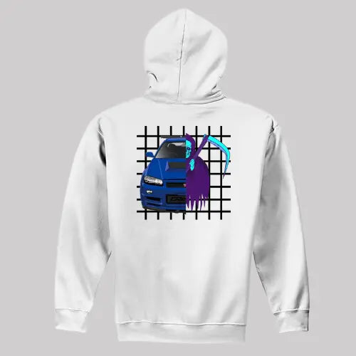 White Nissan Skyline Grim Reaper Hoodie Back