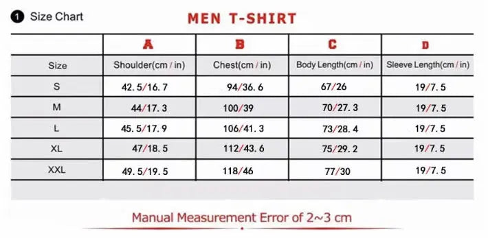 Honda 6Gen Type-R Shirt Sizing Chart