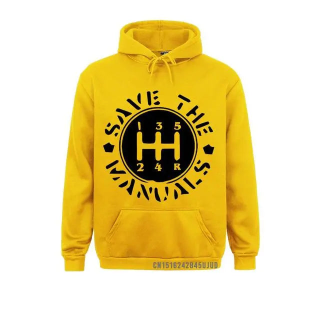 Yellow Save The Manuals Hoodie Front