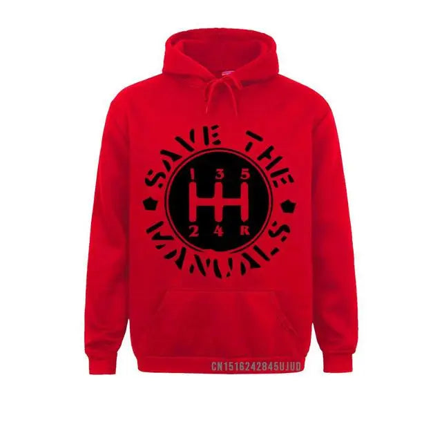 Red Save The Manuals Hoodie Front