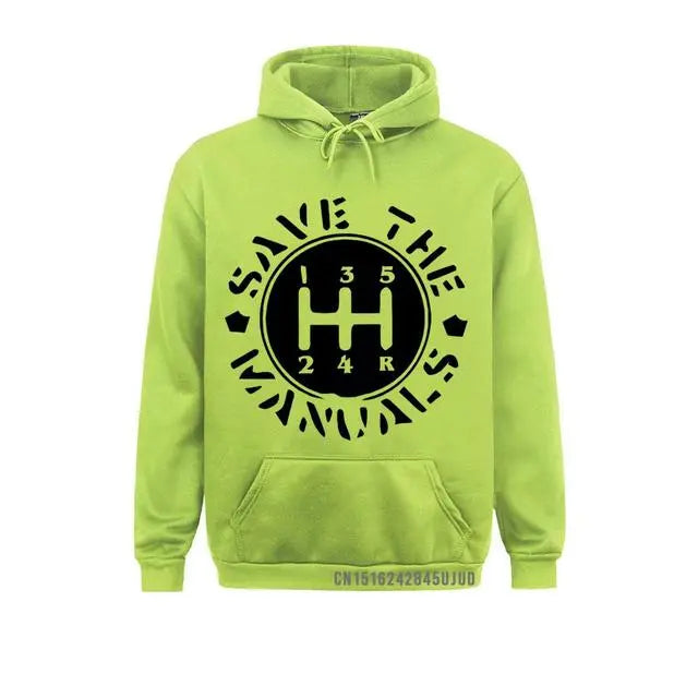Light Green Save The Manuals Hoodie Front