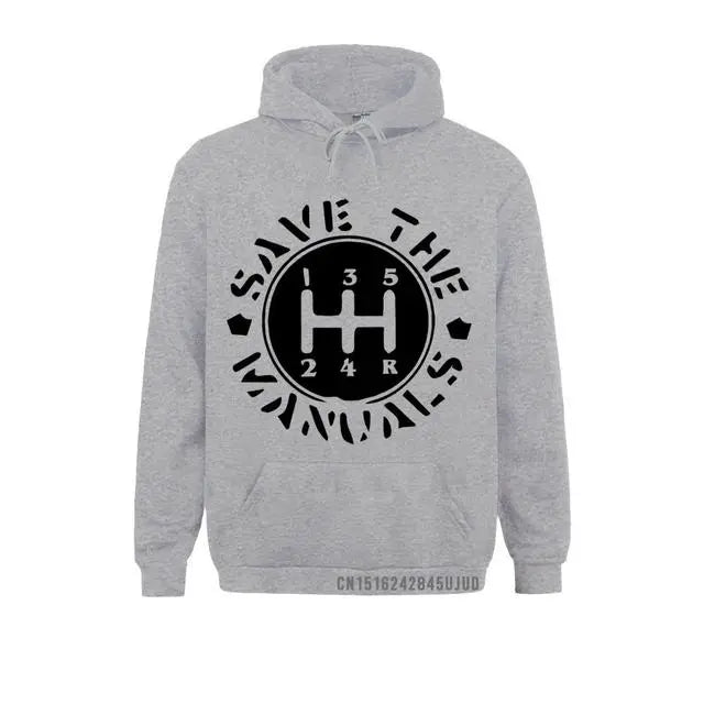 Grey Save The Manuals Hoodie Front