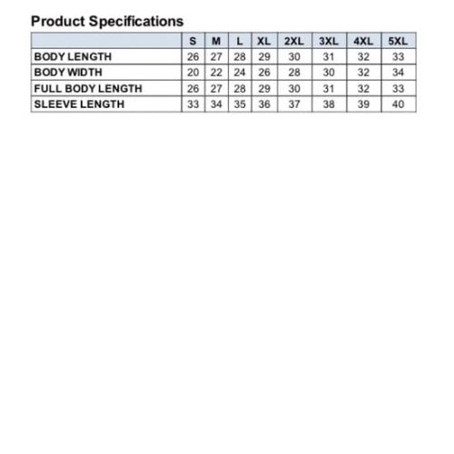 Modified Empire V2 Hoodie Sizing Chart