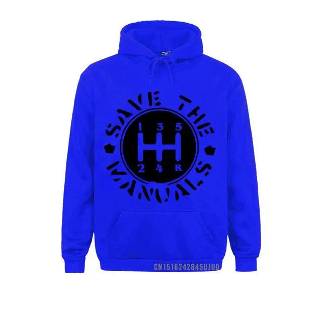 Blue Save The Manuals Hoodie Front