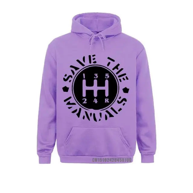 Purple Save The Manuals Hoodie Front