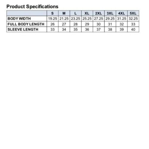 Modified Empire Shift Pattern Zip Up Hoodie Sizing Chart