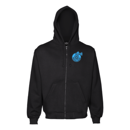 Black/Blue Modified Empire Shift Pattern Zip Up Hoodie Front