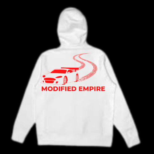 White/Red Modified Empire V1 Hoodie Back