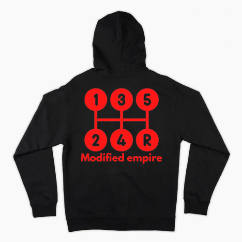 Black/Red Modified Empire Shift Pattern Zip Up Hoodie Back