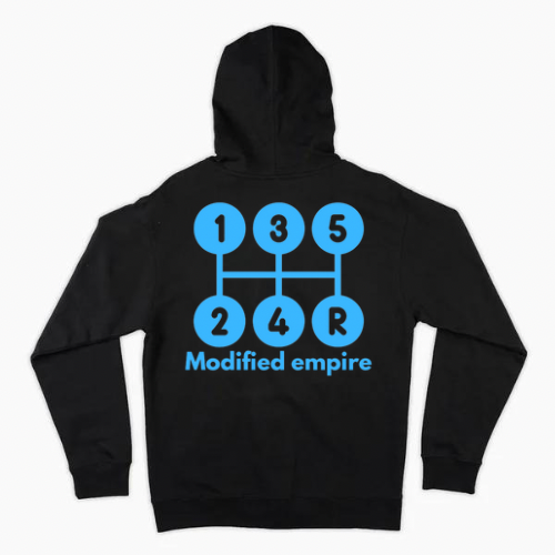 Black/Blue Modified Empire Shift Pattern Zip Up Hoodie Back
