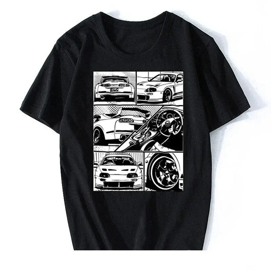 Black Toyota Supra Mk4 Comic Shirt Front
