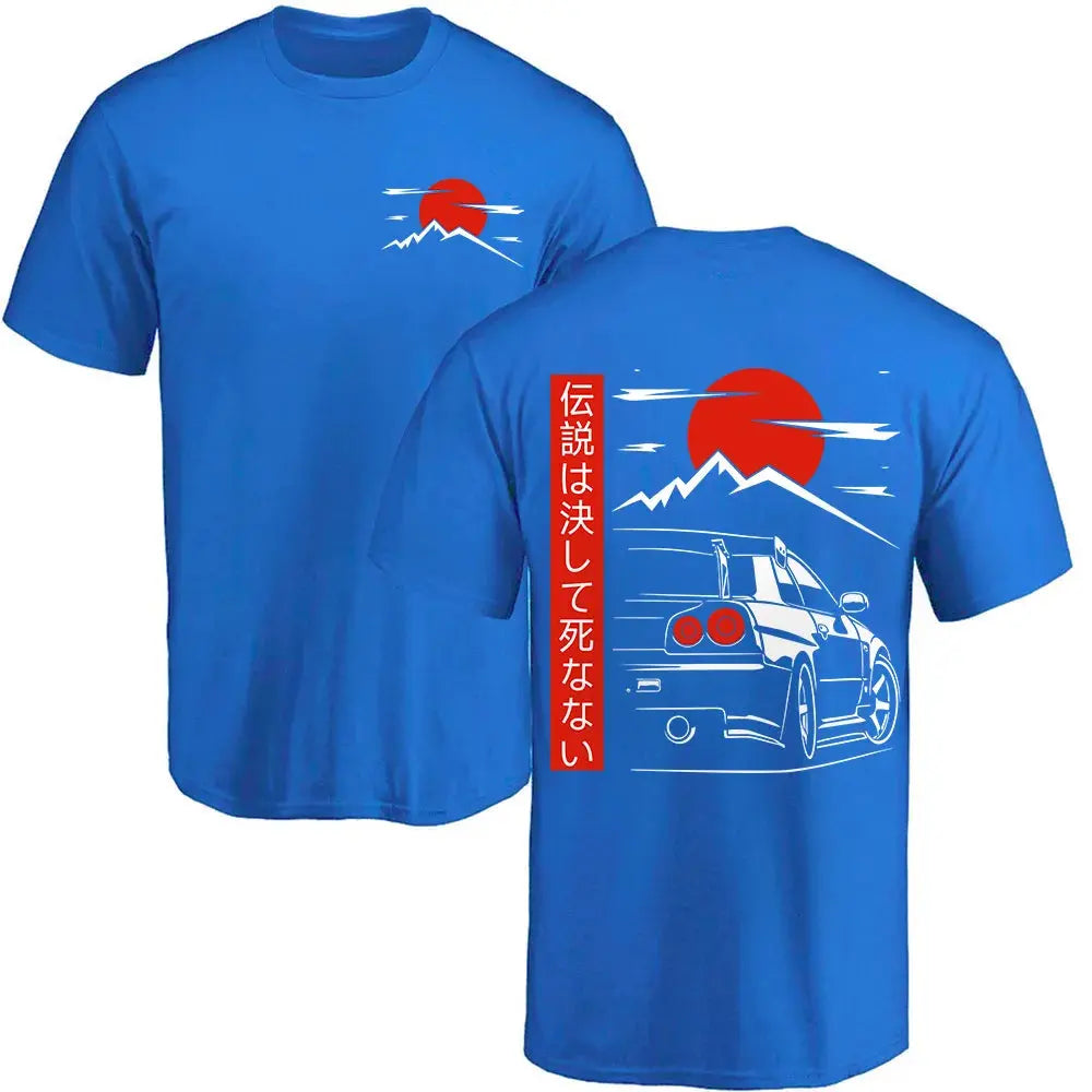 Blue Crimson Eclipse GTR Shirt Front And Back