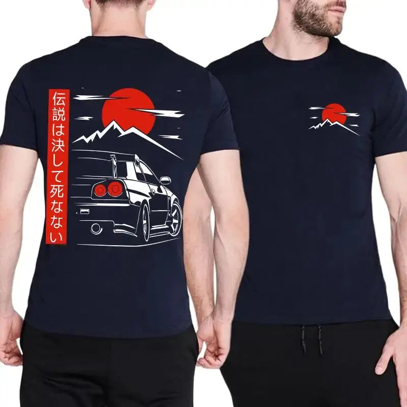 Dark Blue Crimson Eclipse GTR Shirt Front And Back 