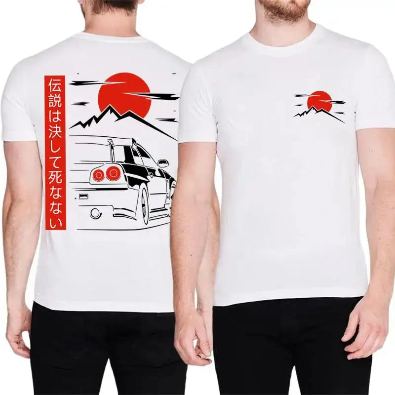 White Crimson Eclipse GTR Shirt Front And Back