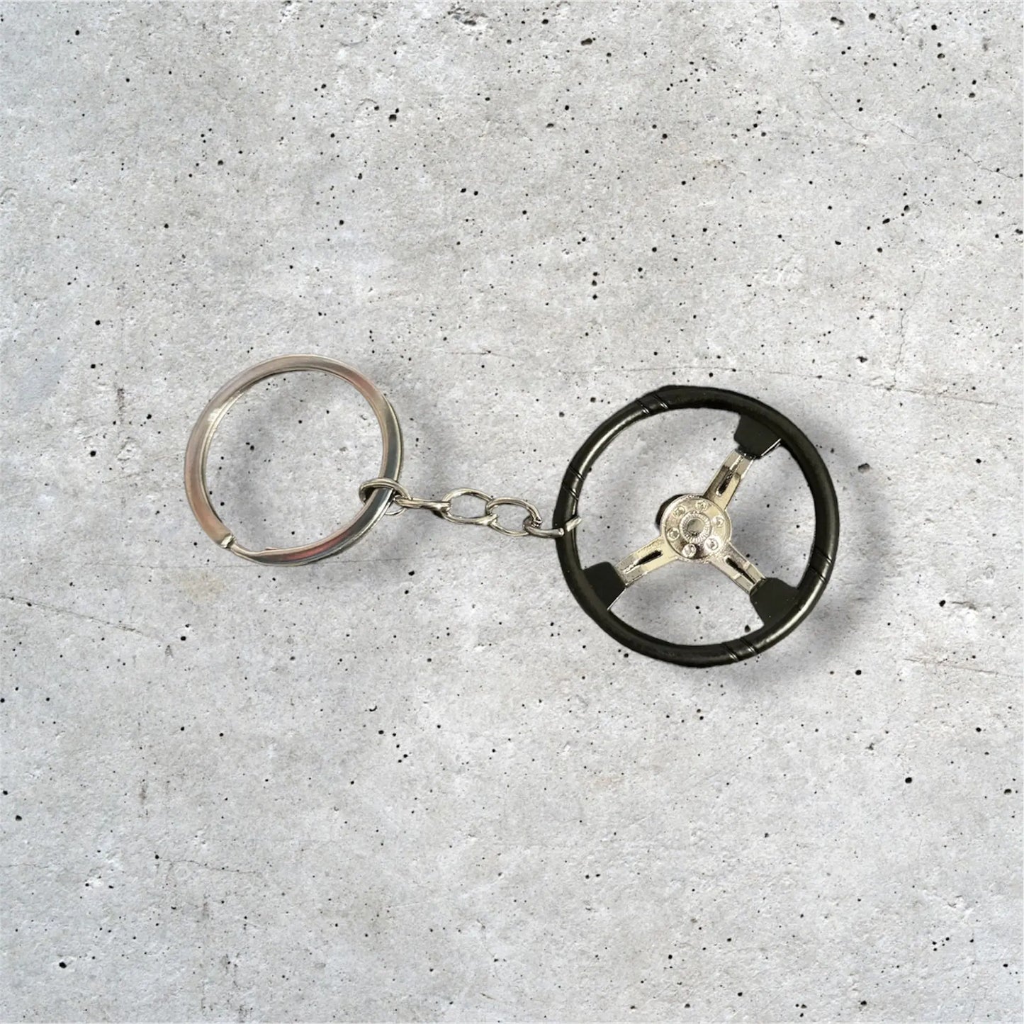 Silver Racing Steering Wheel Keychain