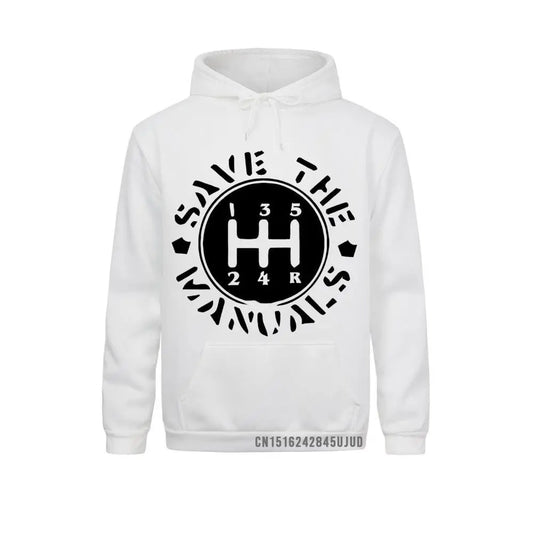 White Save The Manuals Hoodie Front