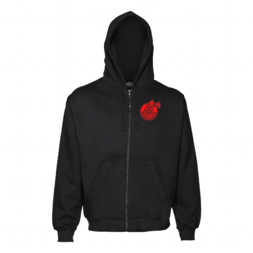Black/Red Modified Empire Shift Pattern Zip Up Hoodie Front